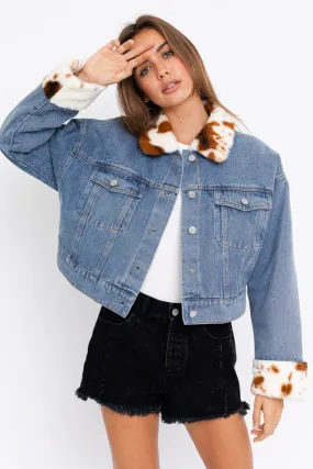 Faux Fur Collar Denim Jacket