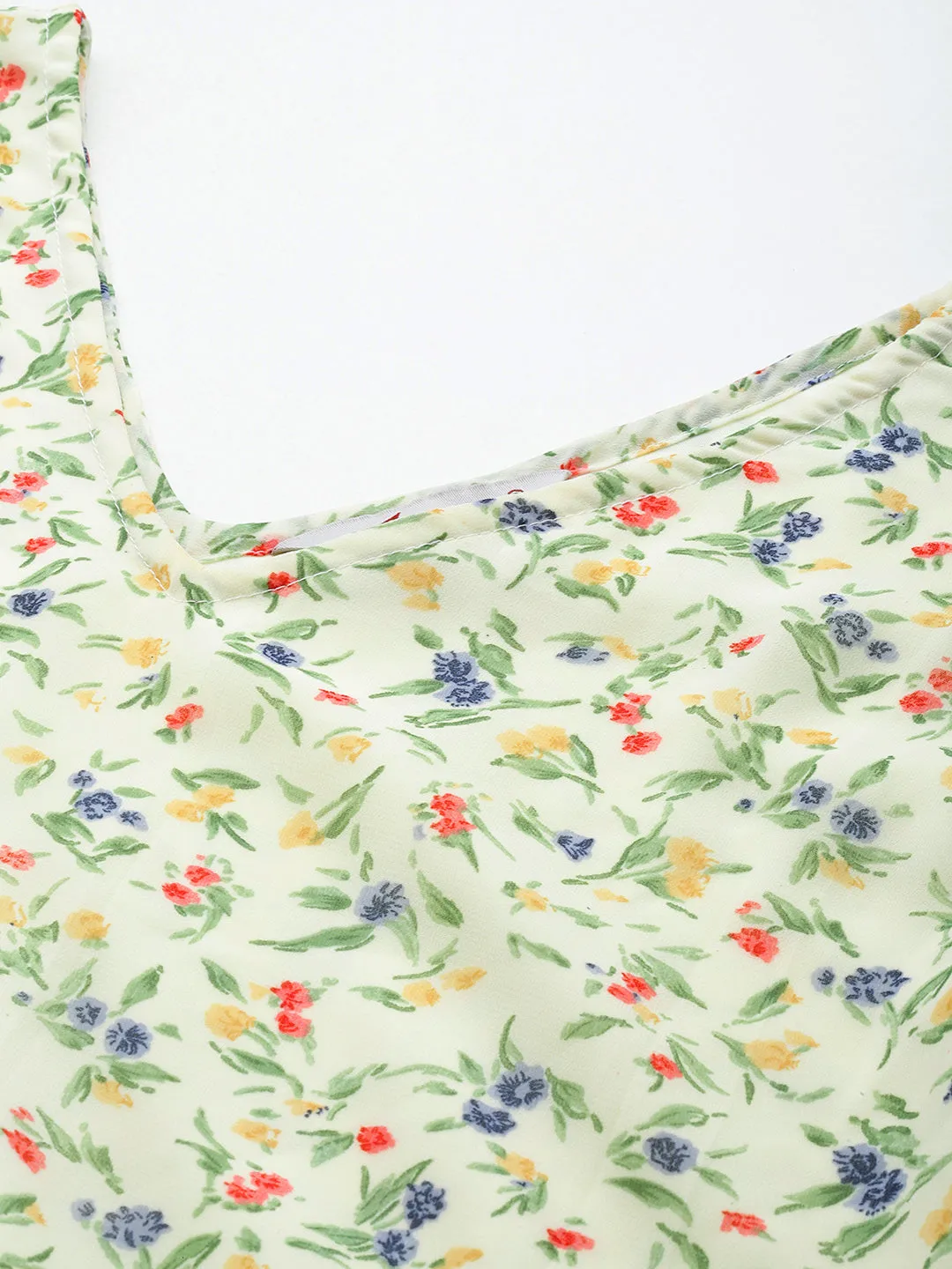Floarl Print Flaired Gorgette Dress