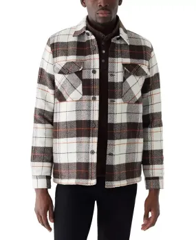 Frank And Oak Men's Relaxed Fit Plaid Fleece Lined Shirt Jacket Brown 2XL