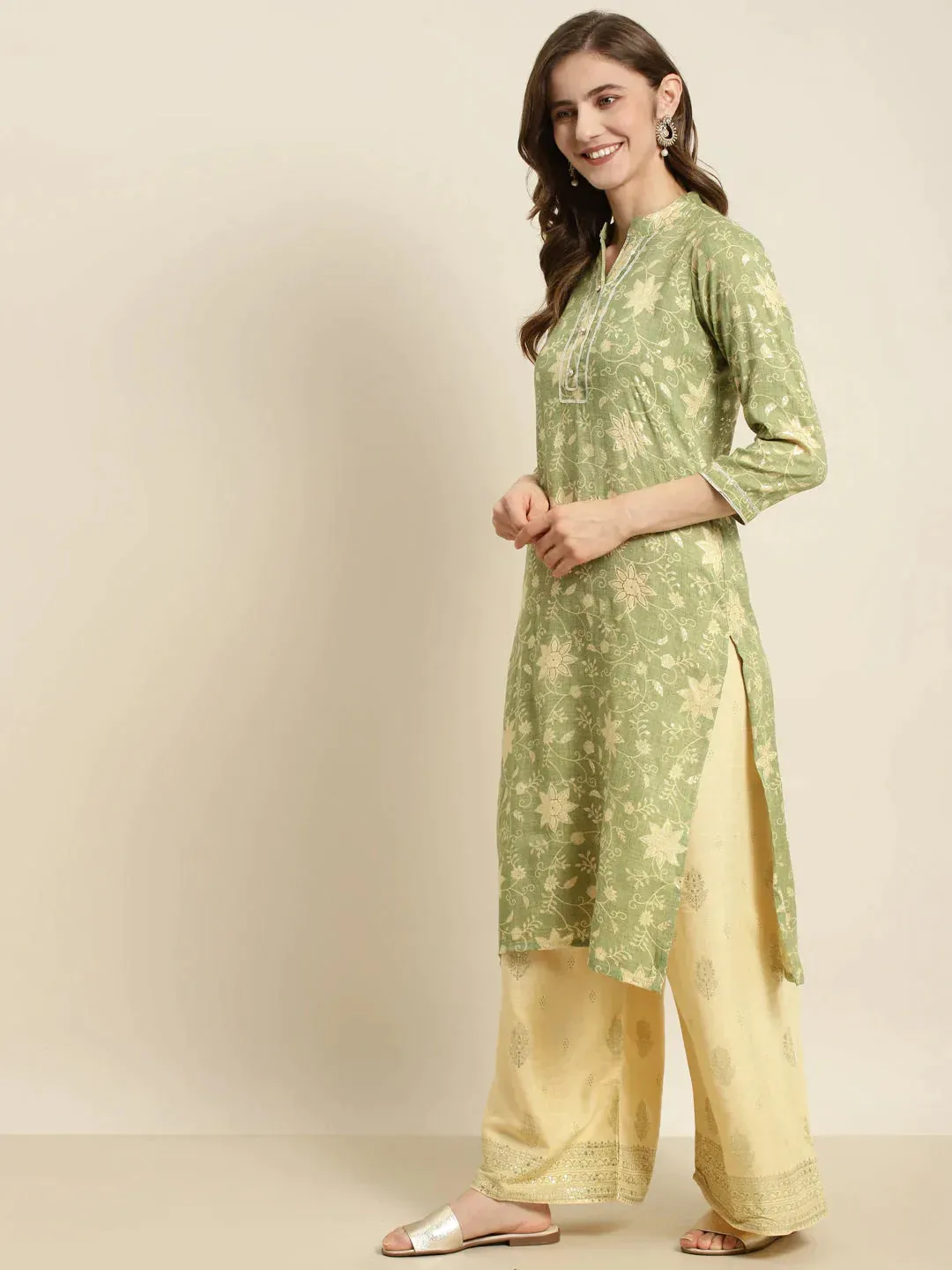 Gotta Patti Kurta With Palazzos & Dupatta