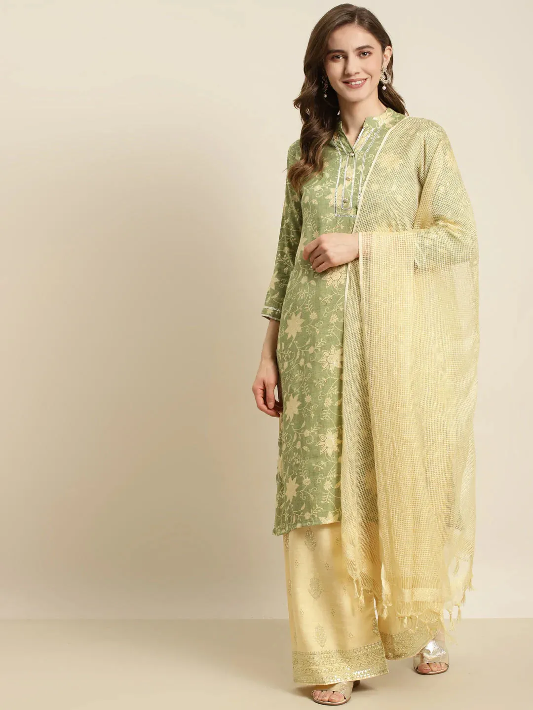 Gotta Patti Kurta With Palazzos & Dupatta