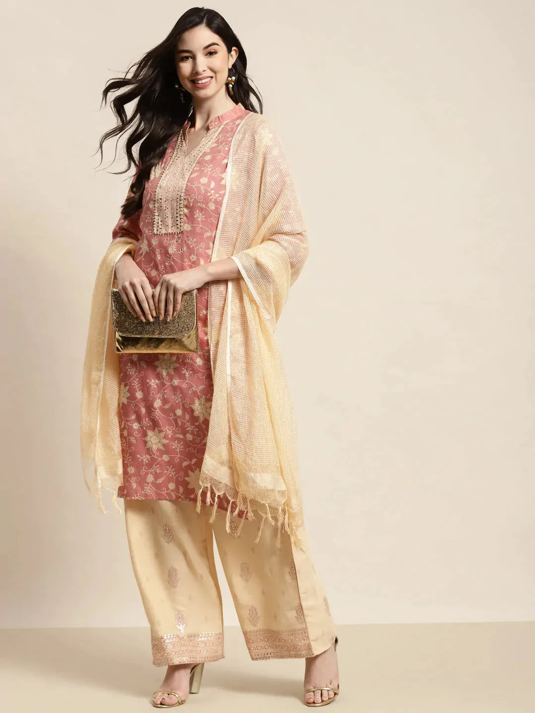 Gotta Patti Work Kurta, Palazzos & Dupatta