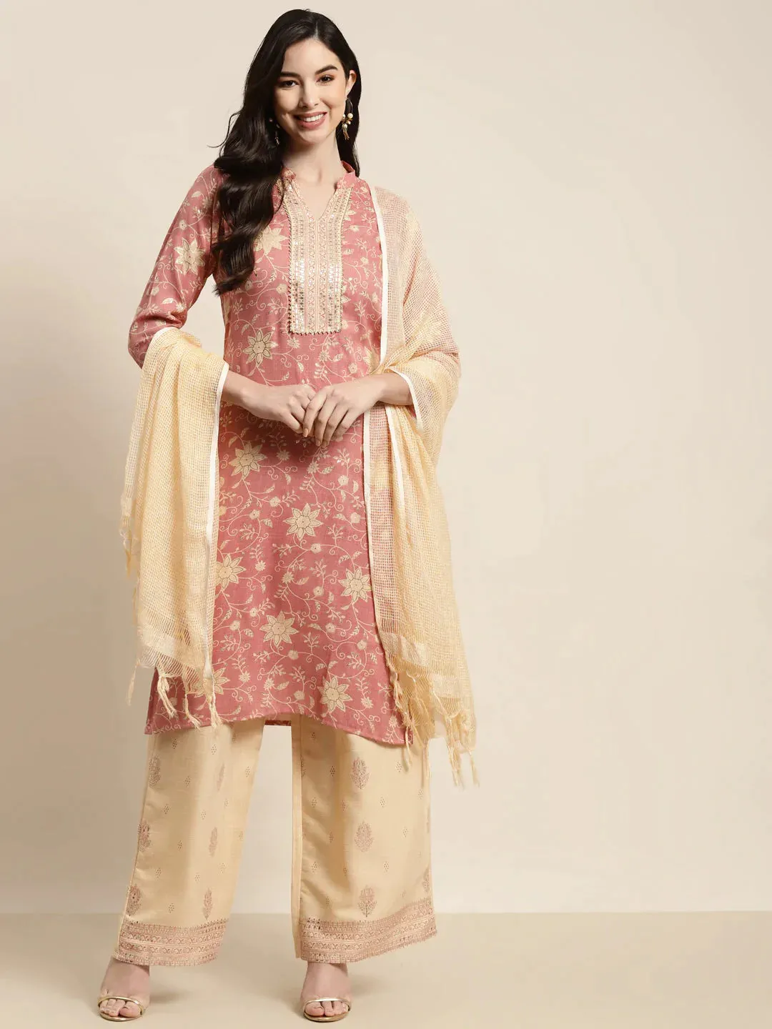 Gotta Patti Work Kurta, Palazzos & Dupatta