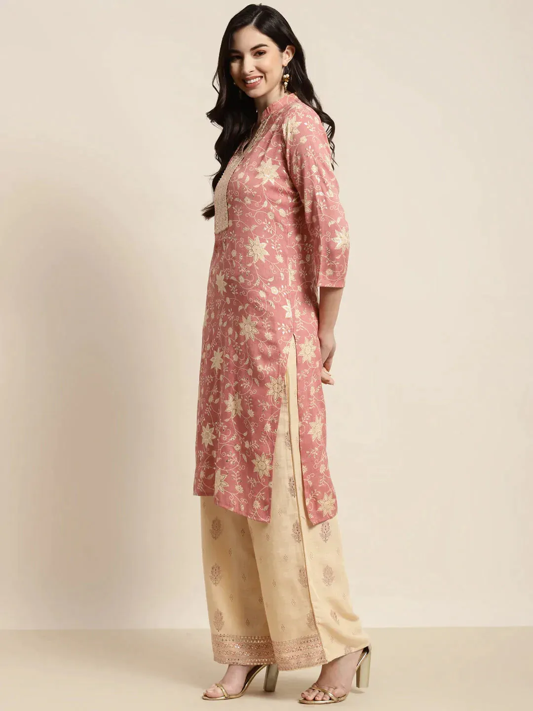 Gotta Patti Work Kurta, Palazzos & Dupatta