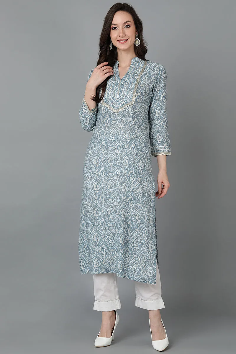 Grey Silk Blend Straight Kurtas