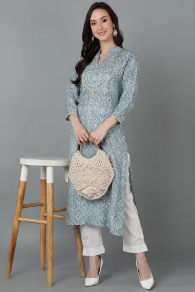 Grey Silk Blend Straight Kurtas