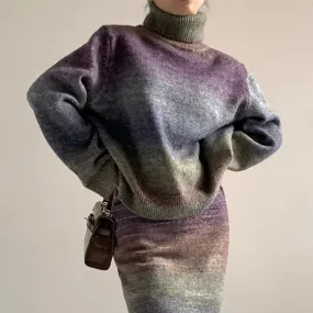 Hit Color Temperament Sweaters For Women Turtleneck Long Sleeve Casual Loose Sweater Female Fashion Clothing