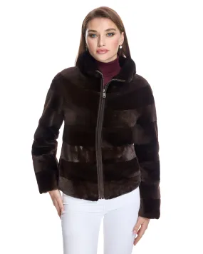 Horizontal Sheared Mink Jacket