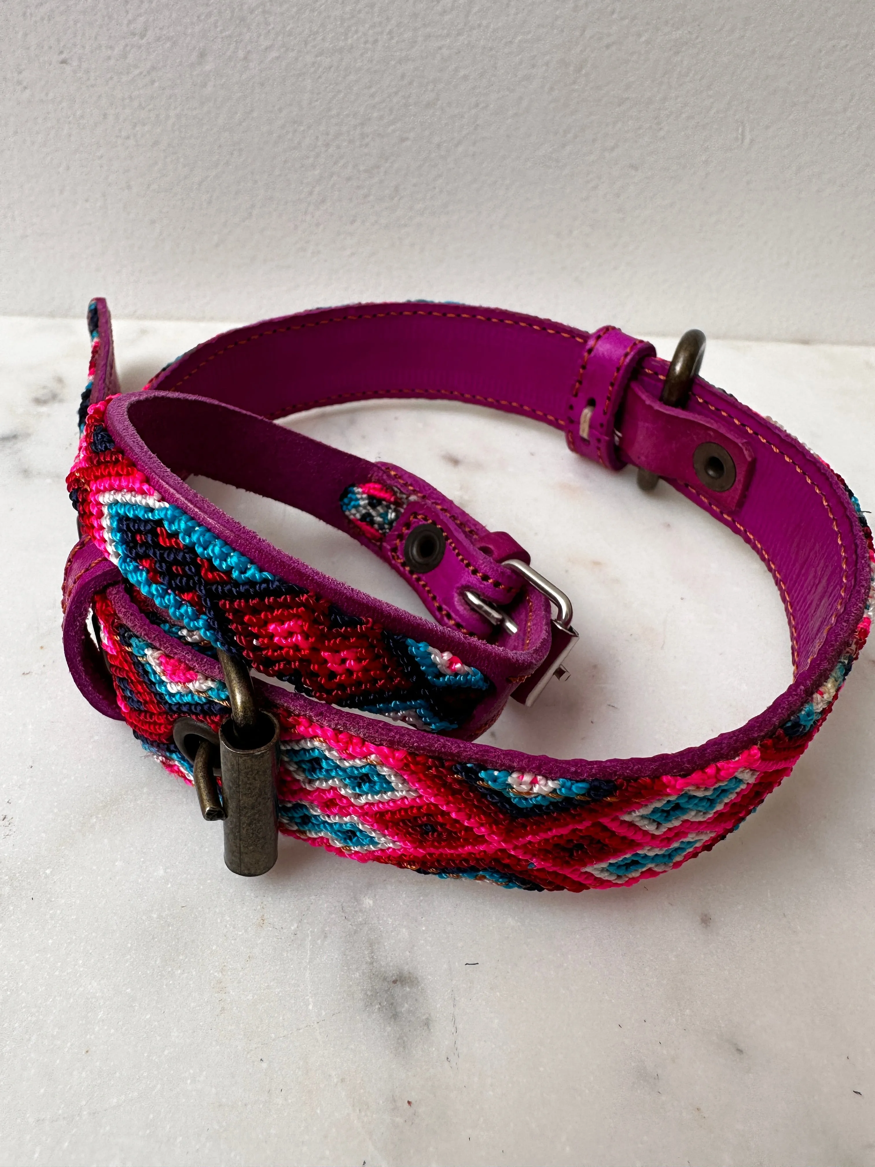 Huichol Fully Embroidered Dog Collar M1