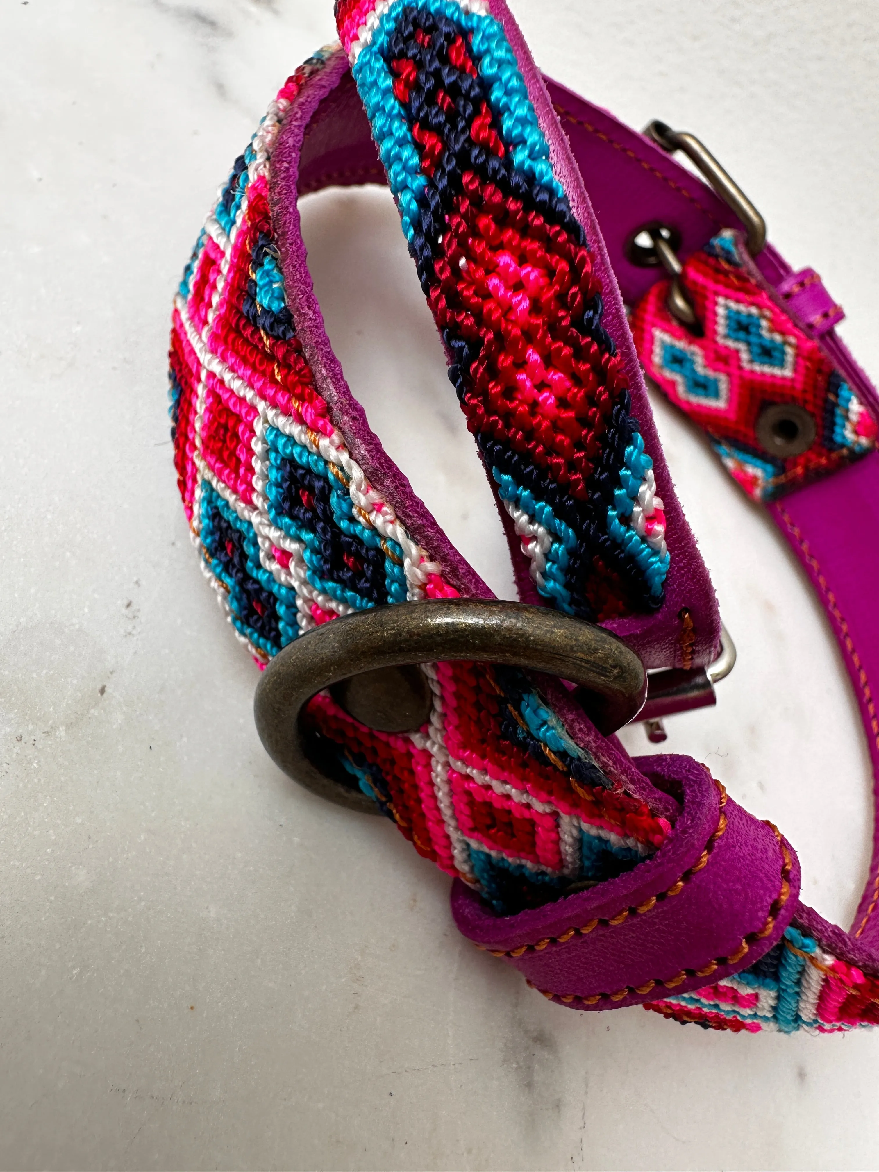 Huichol Fully Embroidered Dog Collar M1
