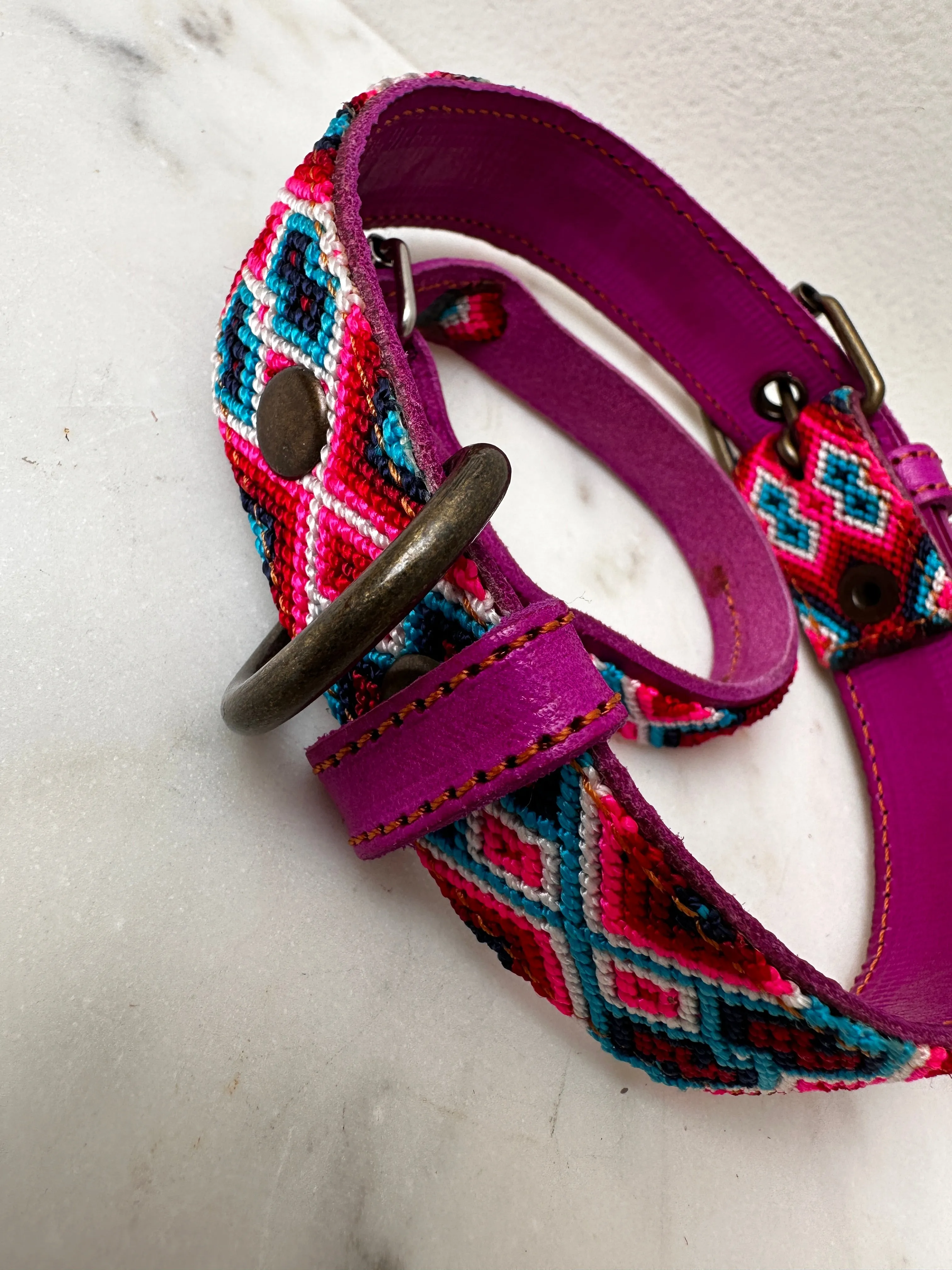 Huichol Fully Embroidered Dog Collar M1