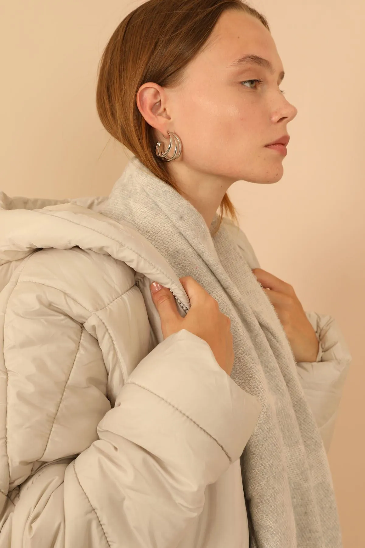 KKT Long Sleeve Oversize Women Coat - Stone - Lemgo