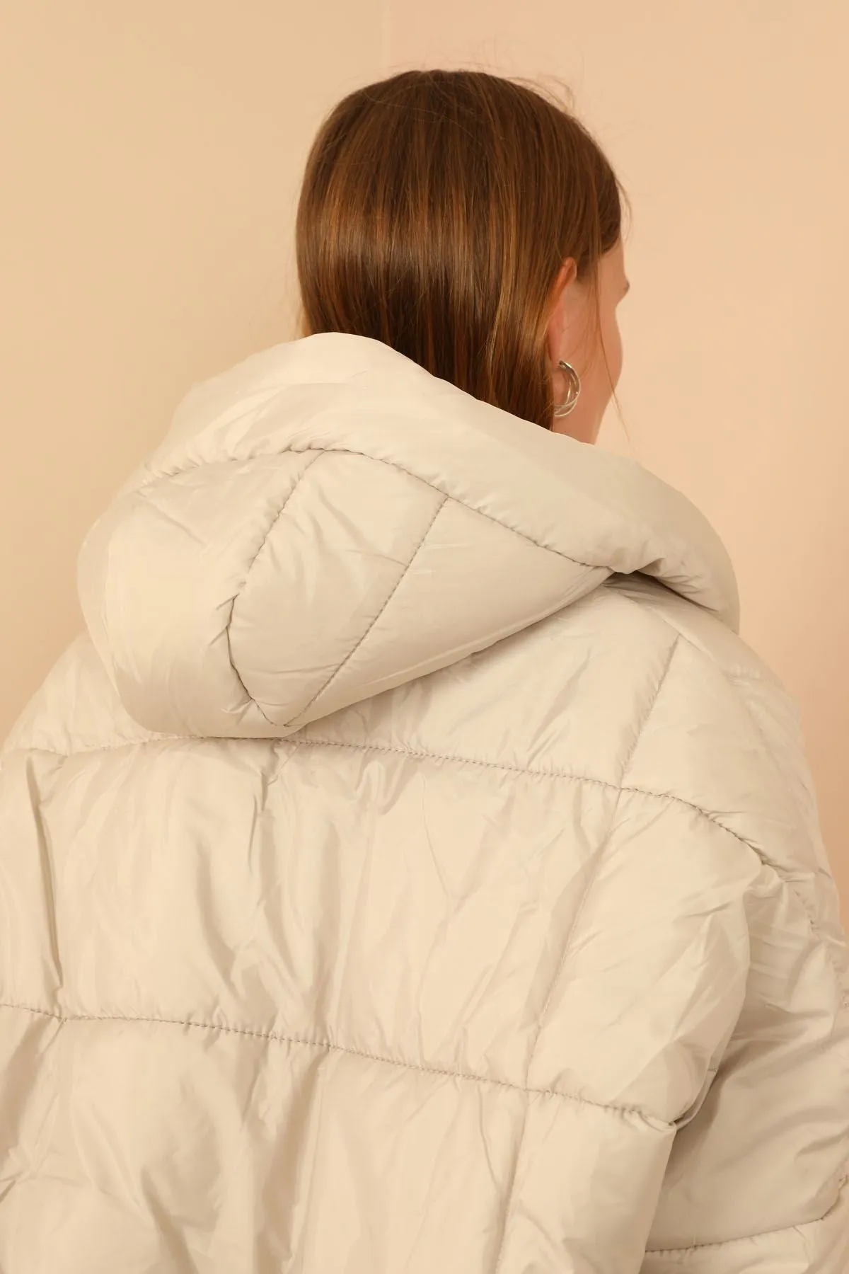 KKT Long Sleeve Oversize Women Coat - Stone - Lemgo