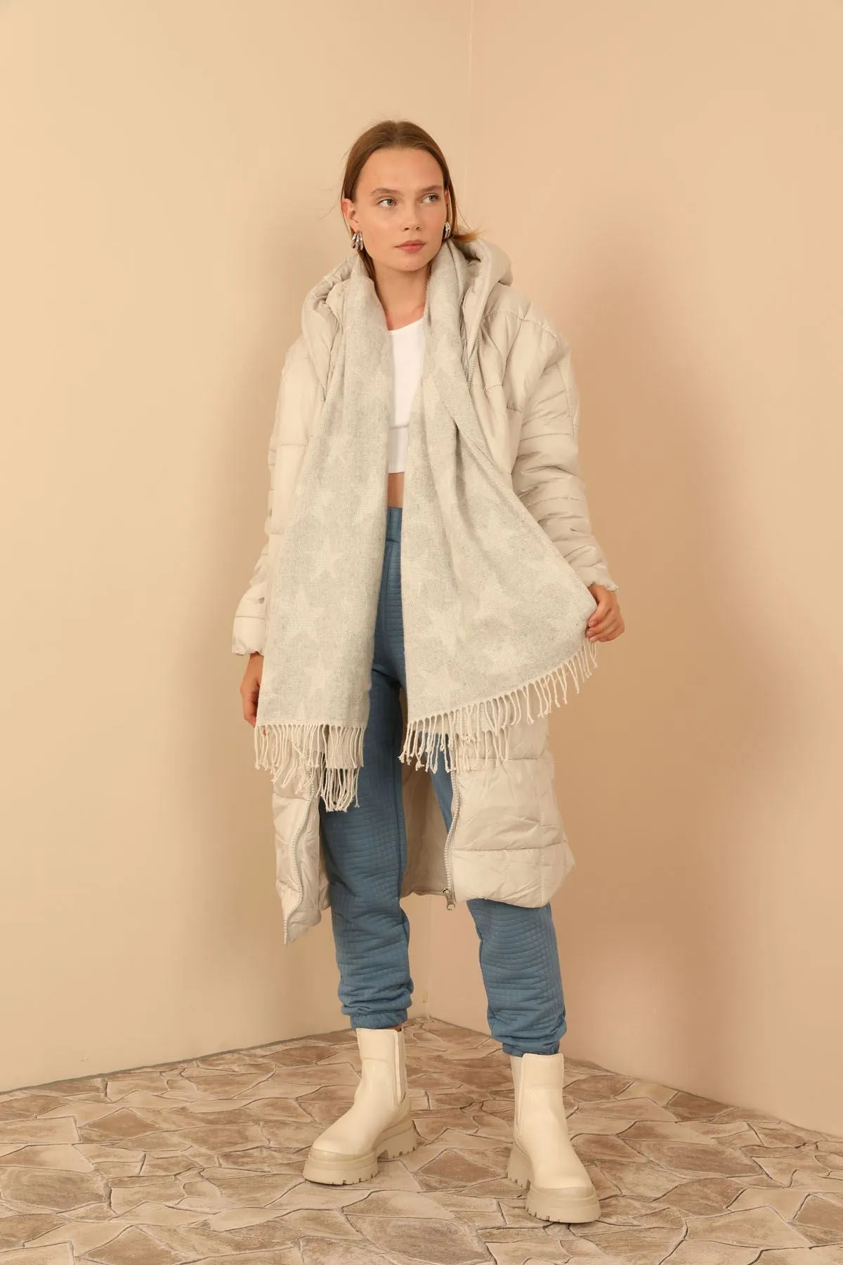 KKT Long Sleeve Oversize Women Coat - Stone - Lemgo