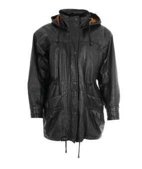 LEATHER PARKA JACKET WITH HOOD - APL0004