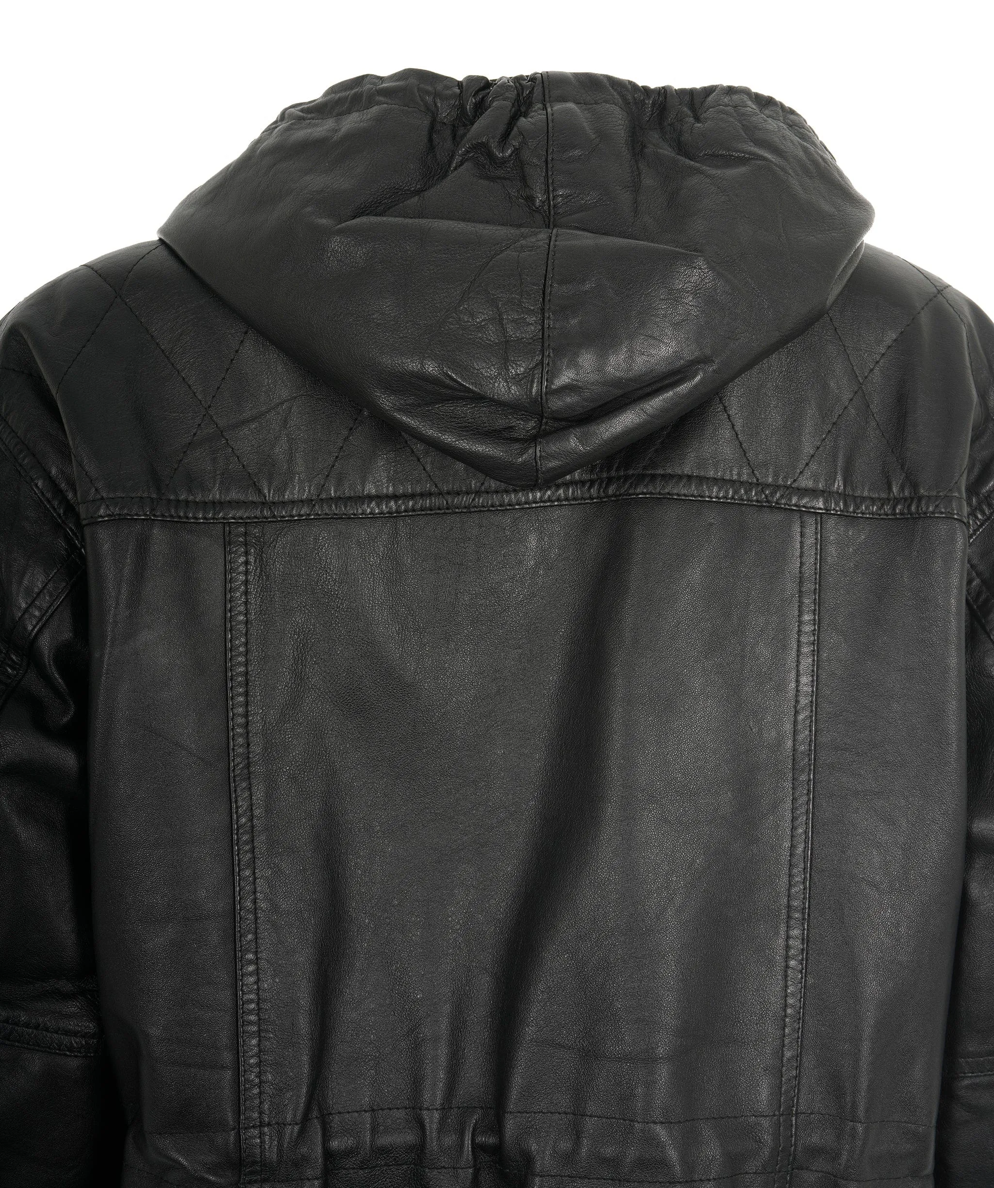 LEATHER PARKA JACKET WITH HOOD - APL0004