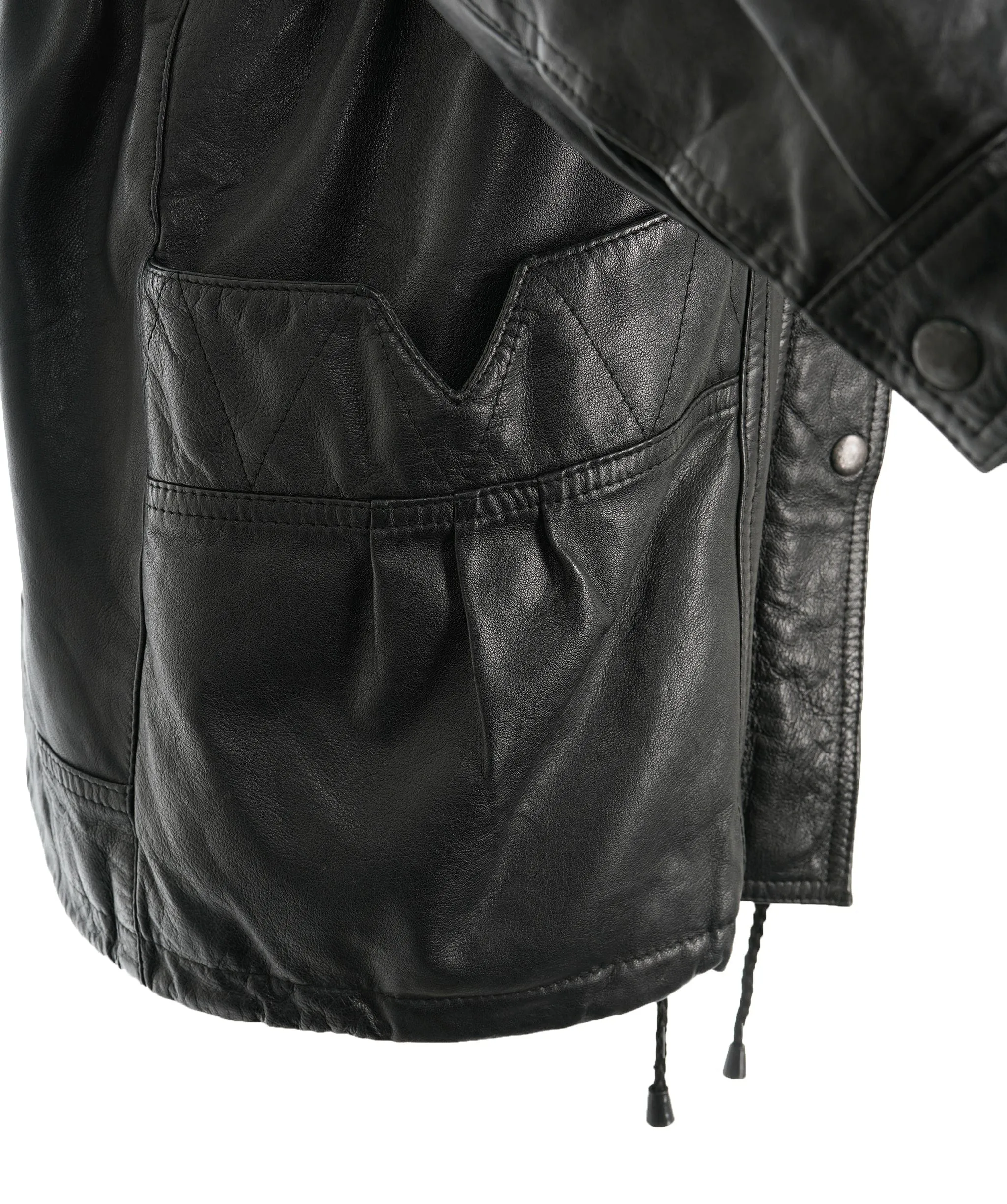 LEATHER PARKA JACKET WITH HOOD - APL0004