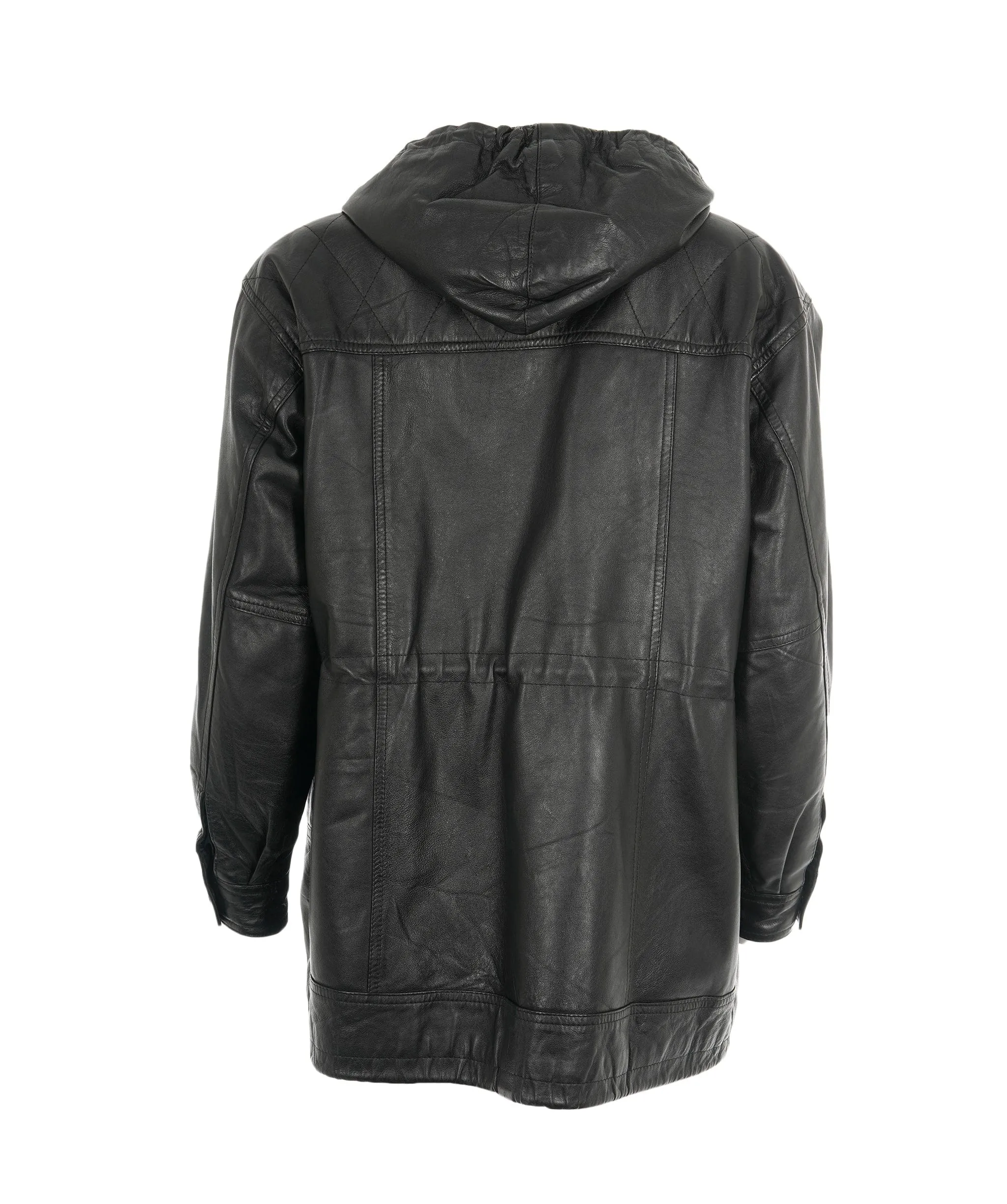 LEATHER PARKA JACKET WITH HOOD - APL0004