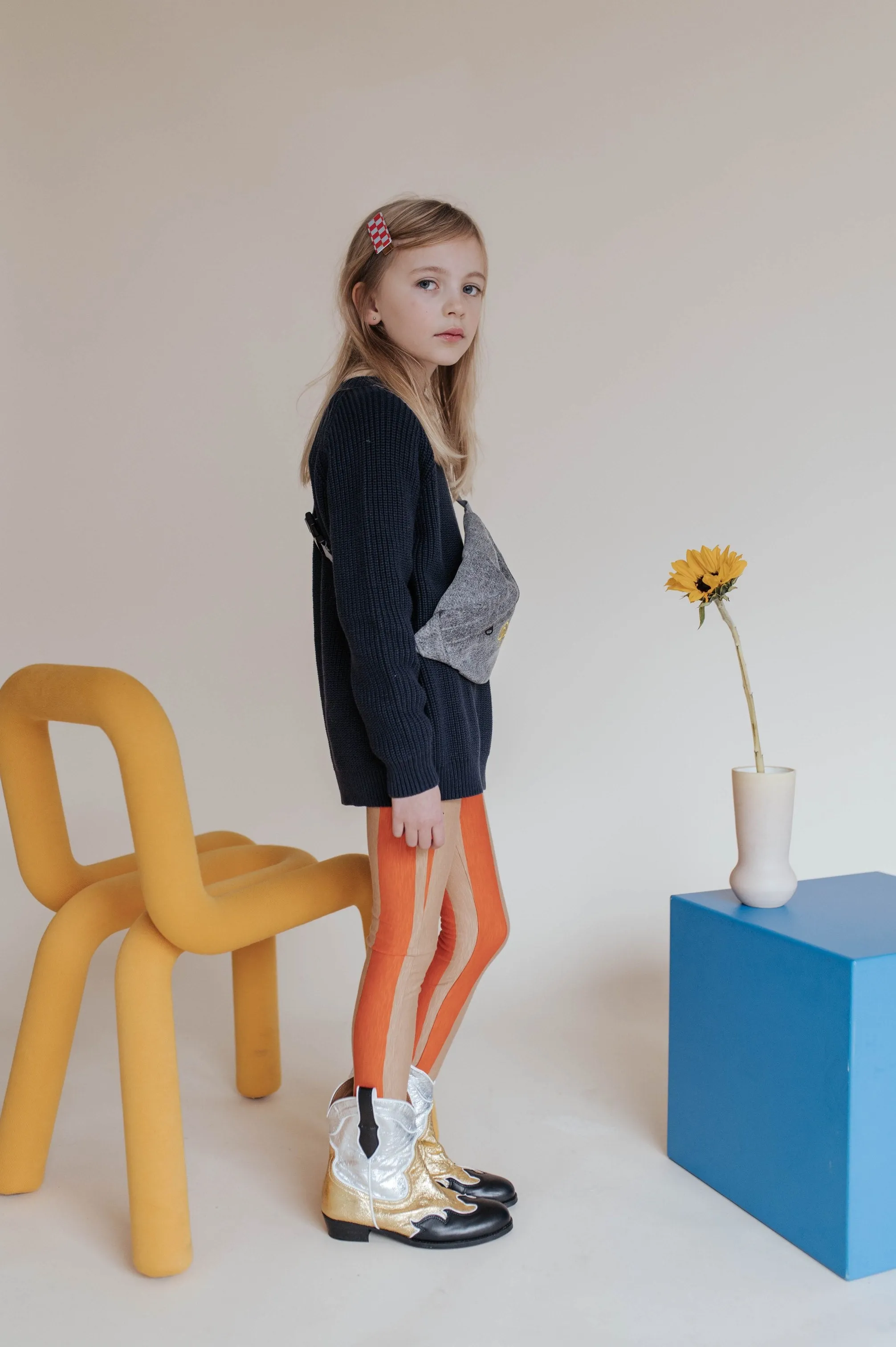 Legging Red Block Stripe