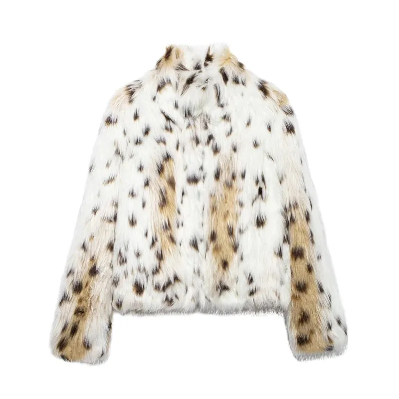 Leopard Print Faux Fur Jacket