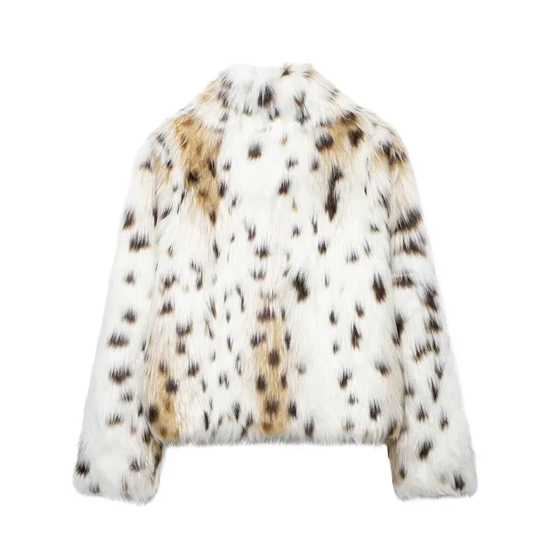 Leopard Print Faux Fur Jacket