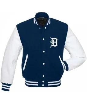 Letterman Detroit Tigers Blue and White Varsity Jacket