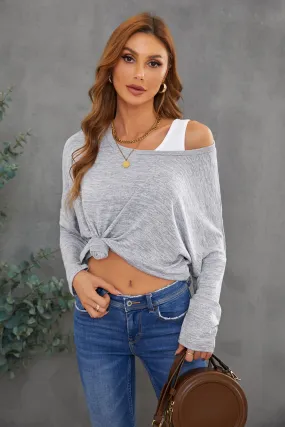 Loose crew neck long sleeve top