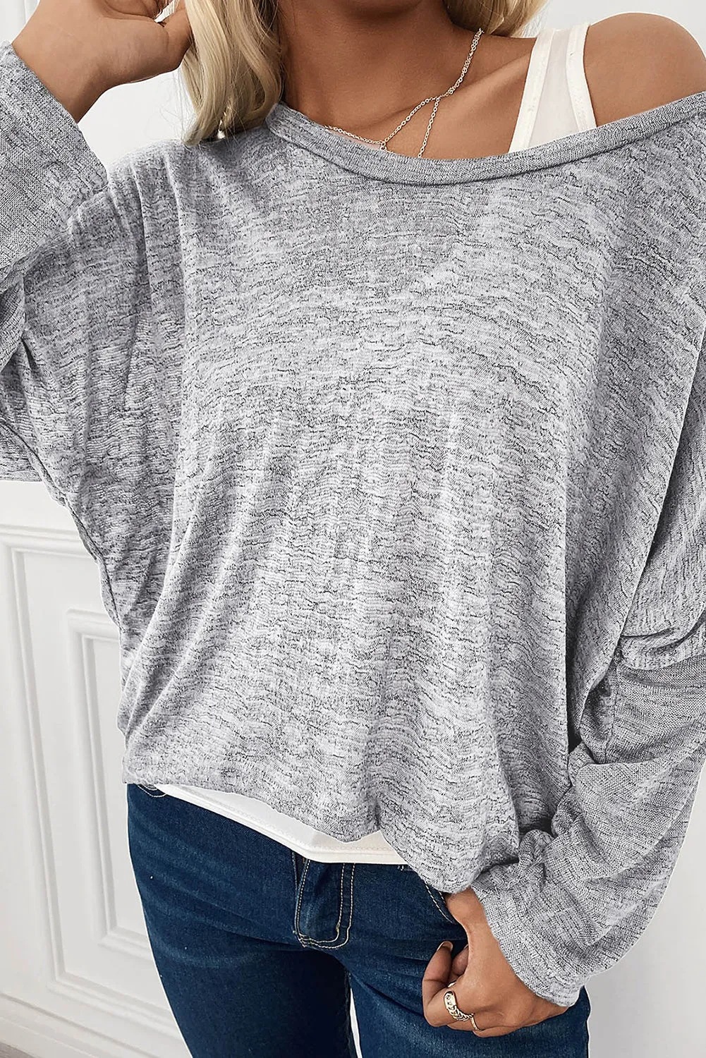 Loose crew neck long sleeve top