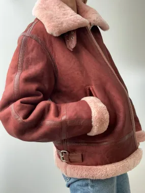 Maje Shearling Jacket Claret