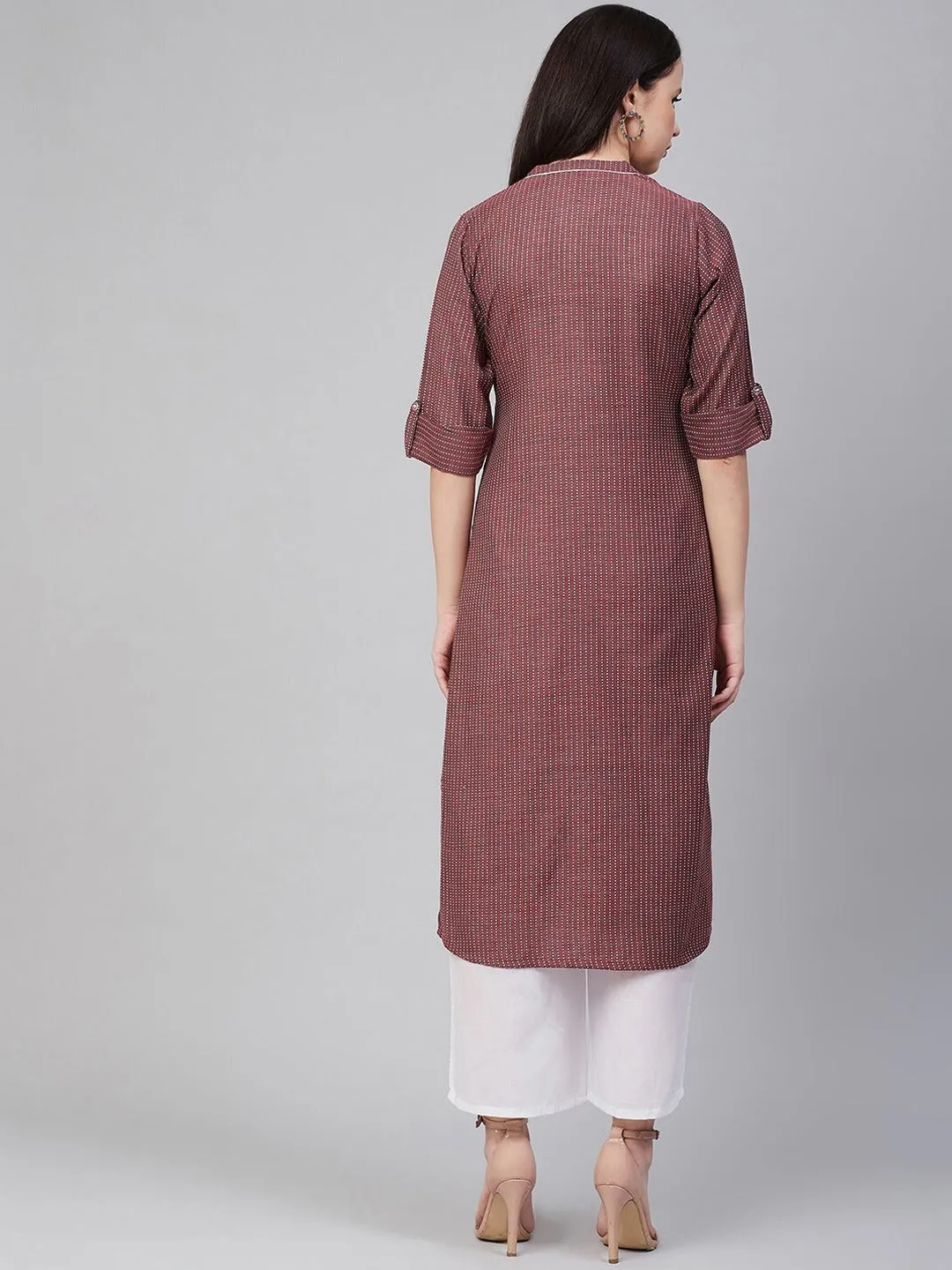 Maroon & white striped Kurta with Palazzos