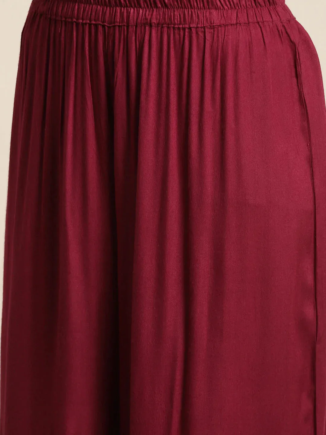 Maroon Embroidered Kurta With Sharara