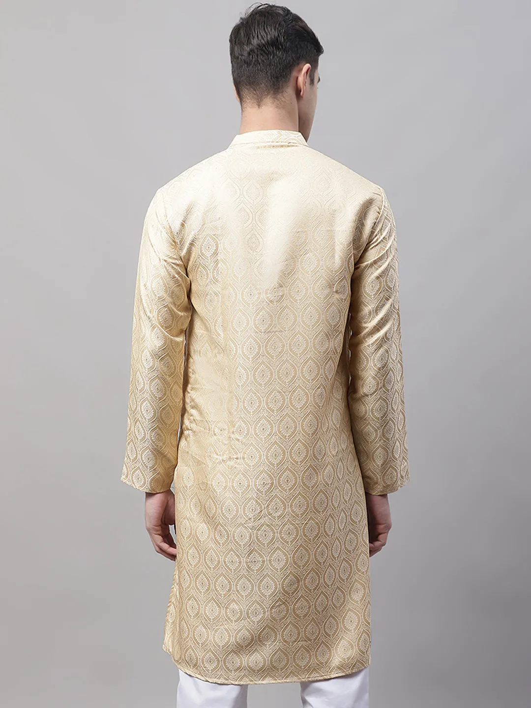 Men Ethnic  Beige Woven Design Kurtas