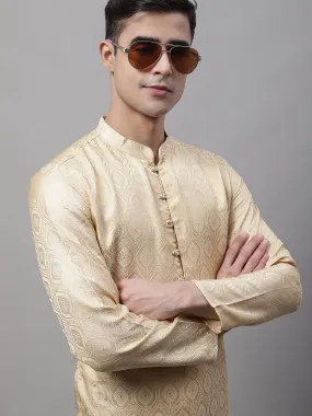 Men Ethnic  Beige Woven Design Kurtas