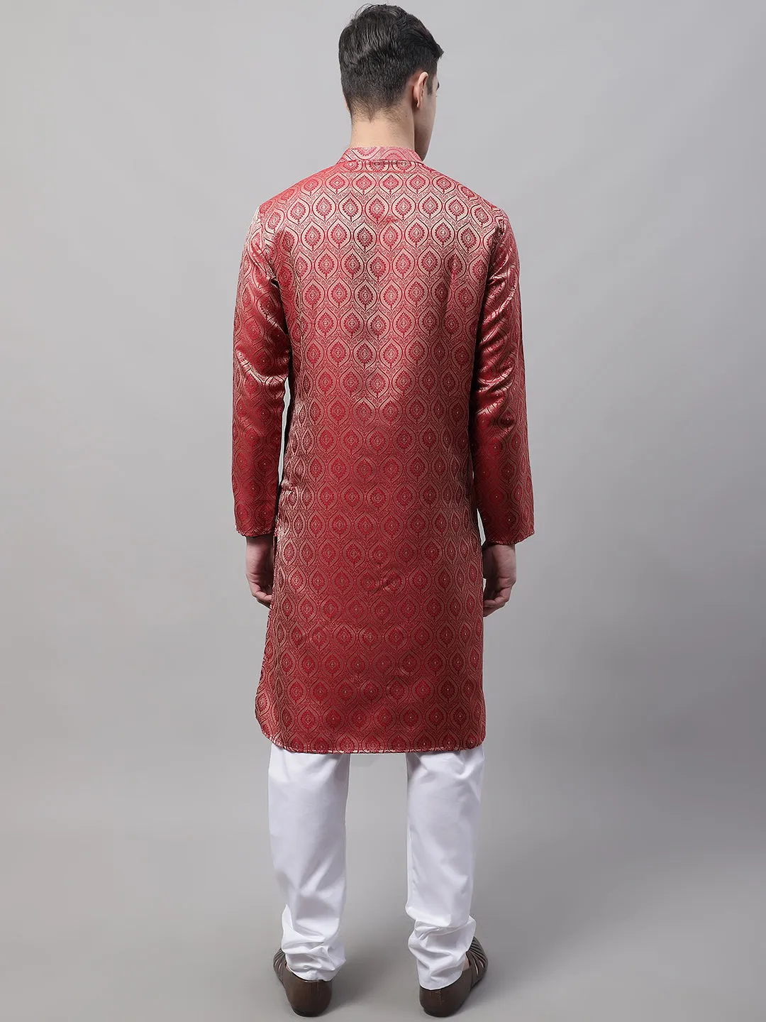 Men Ethnic  Maroon Woven Design Kurta With Pyjamas