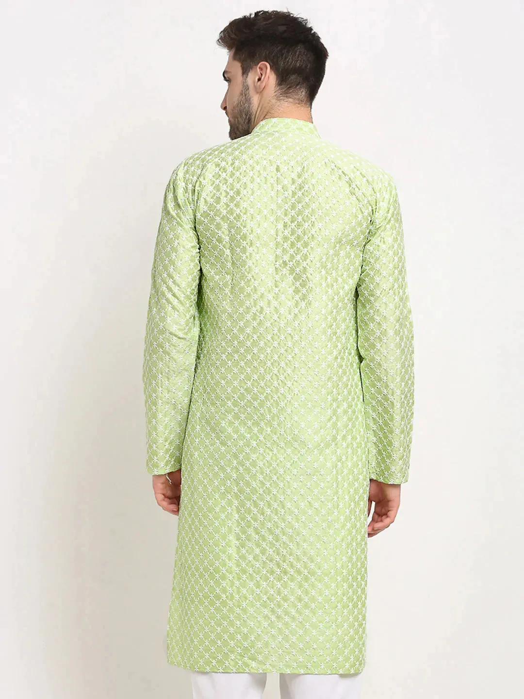 Men Green Chikankari Kurta Only