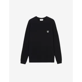 Men Grey Fox Head Patch Classic Sweatshirt - Black