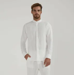 Mile high long sleeve linen shirt in white