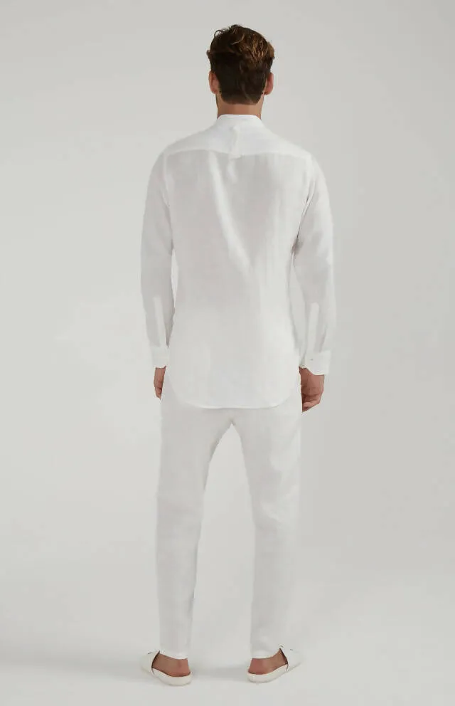 Mile high long sleeve linen shirt in white