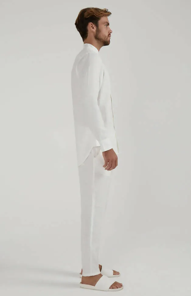 Mile high long sleeve linen shirt in white