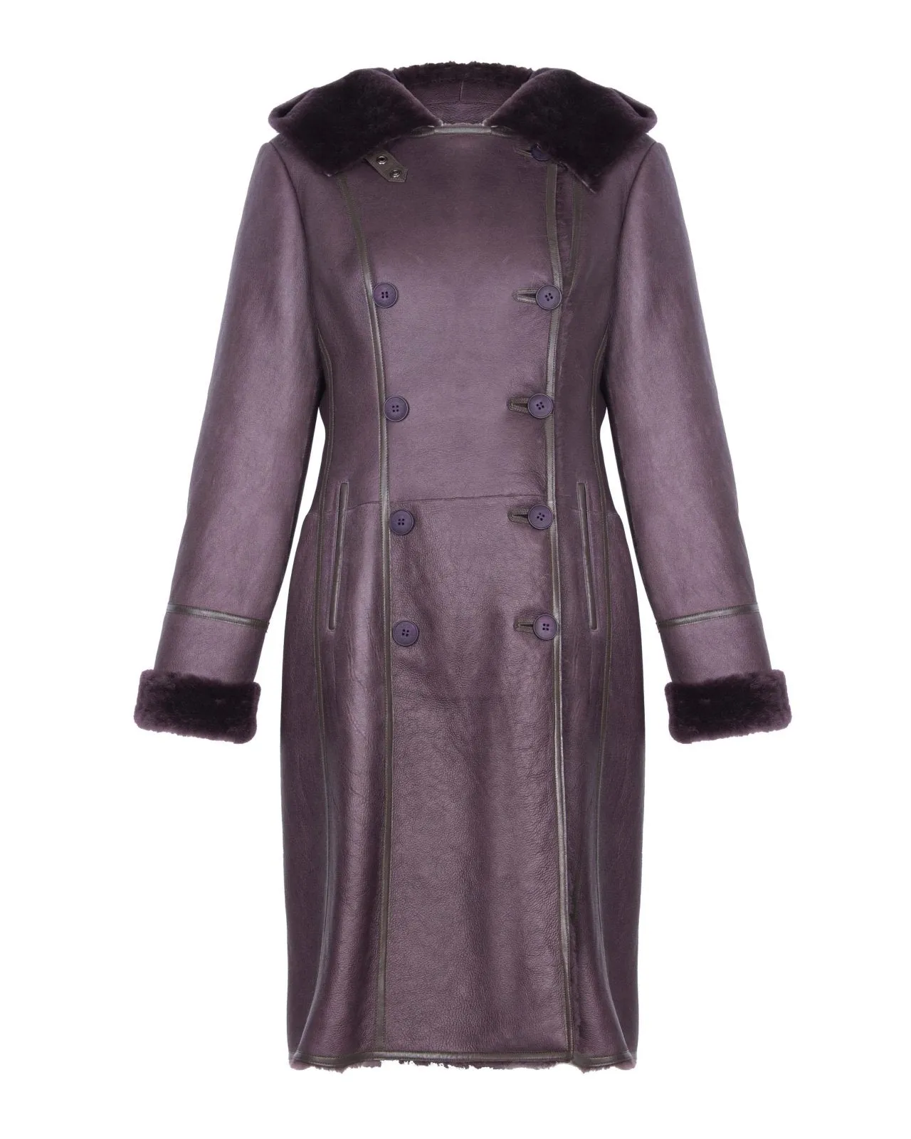 Mouse Color Long Leather Coat