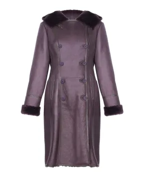 Mouse Color Long Leather Coat