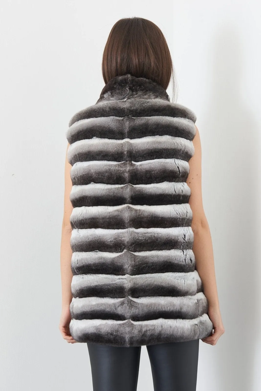Natural Long Chinchilla Fur Vest
