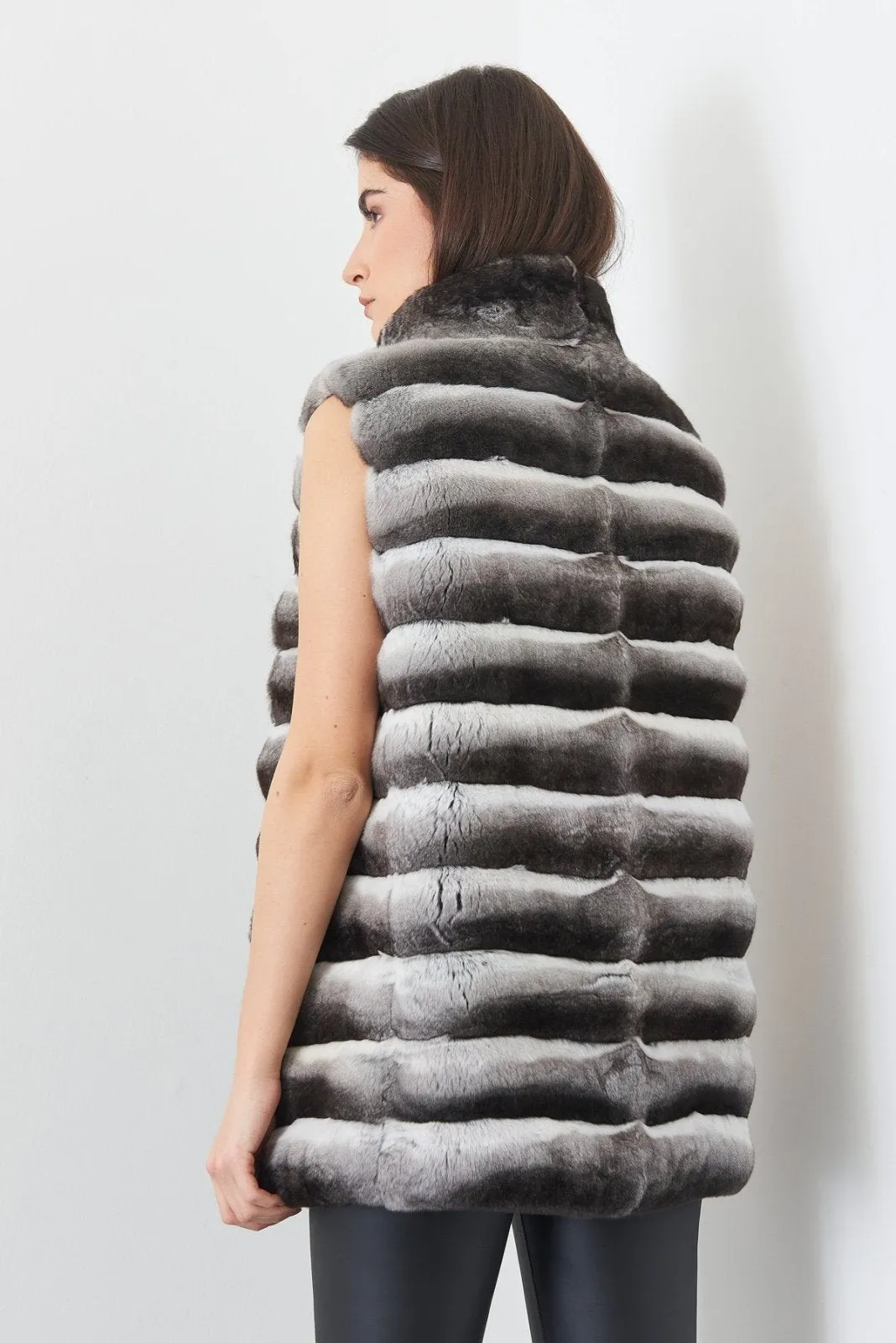 Natural Long Chinchilla Fur Vest