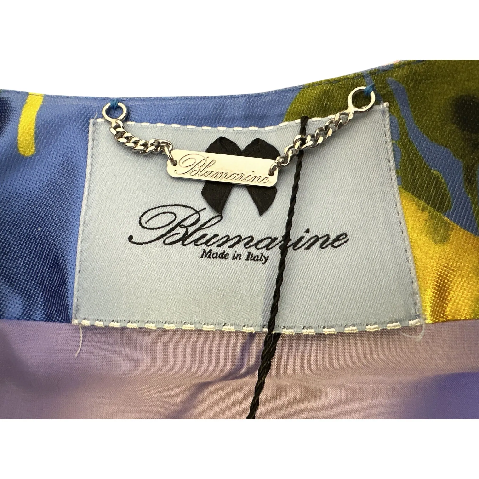 NWT Blumarine Floral Print Blue Short-Sleeve Zip-Front Jacket Size 4