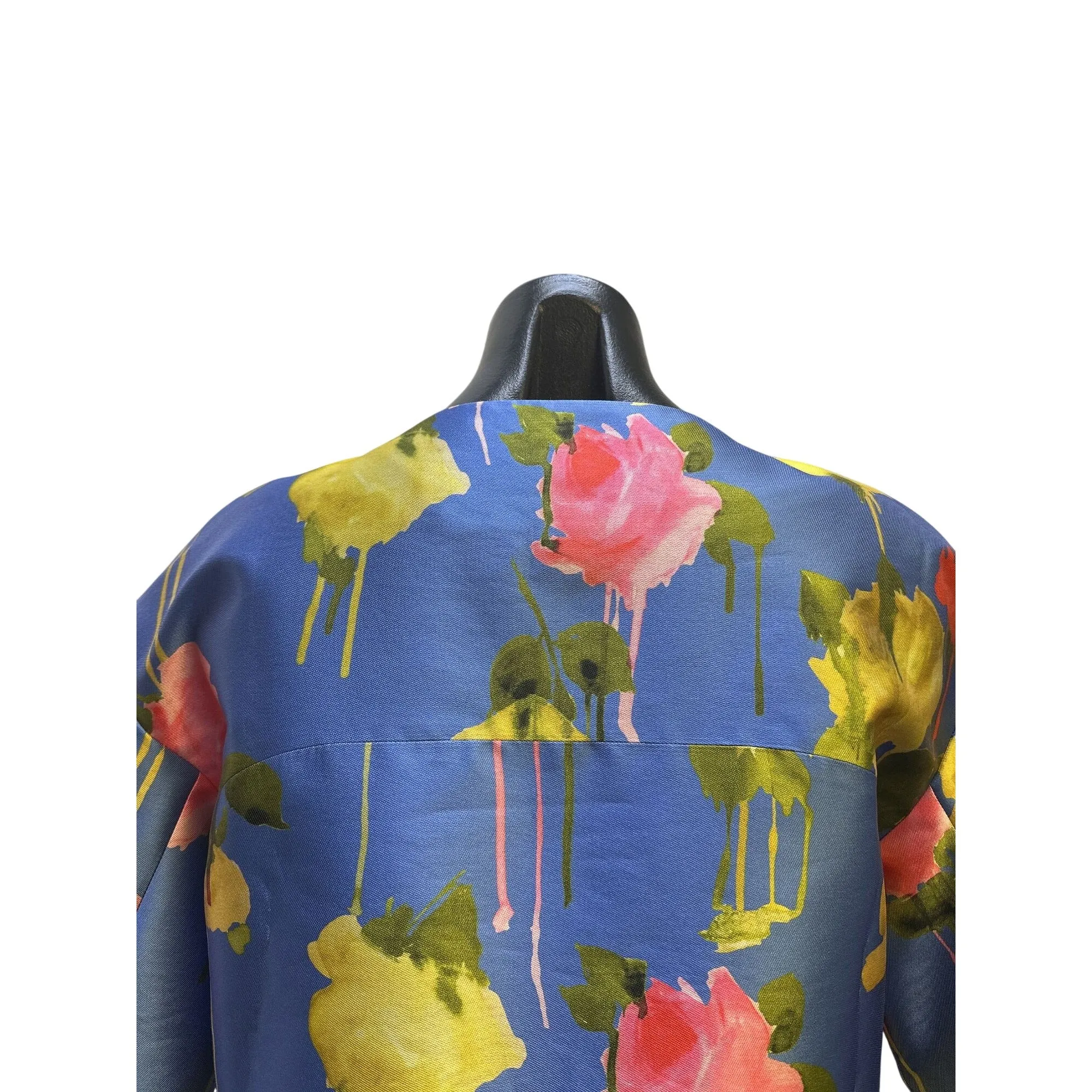 NWT Blumarine Floral Print Blue Short-Sleeve Zip-Front Jacket Size 4
