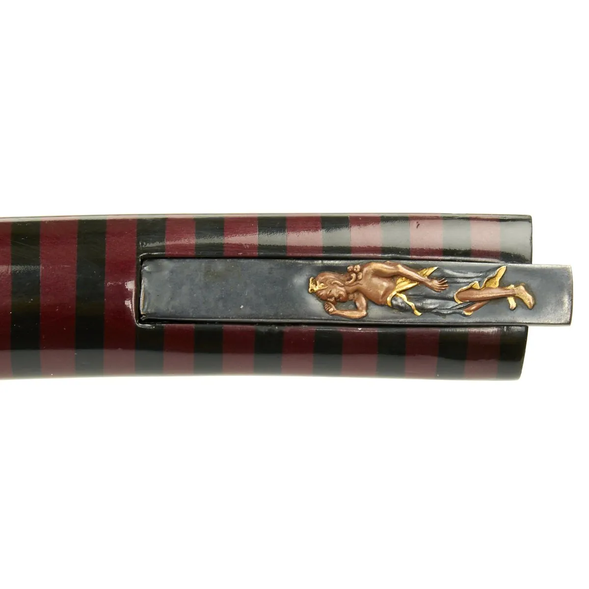 Original Japanese Ancient Wakizashi Sword by TOMOYUKI with Kogatana Knife in Lacquered Scabbard - Signed Blades