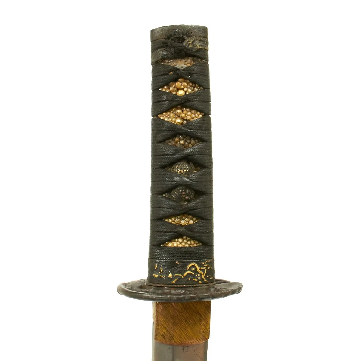 Original Japanese Ancient Wakizashi Sword by TOMOYUKI with Kogatana Knife in Lacquered Scabbard - Signed Blades