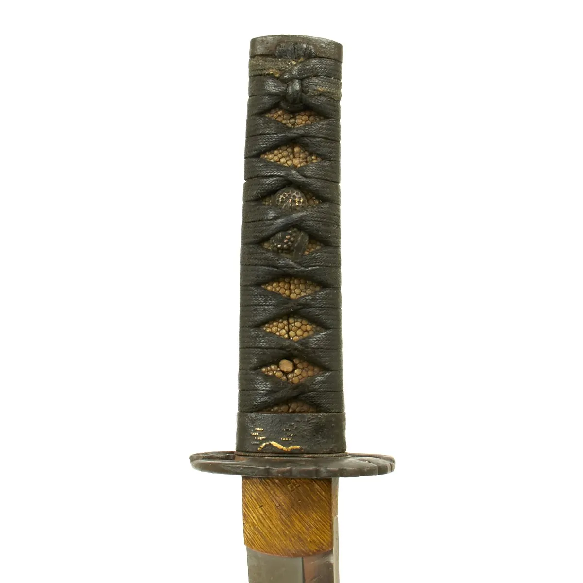 Original Japanese Ancient Wakizashi Sword by TOMOYUKI with Kogatana Knife in Lacquered Scabbard - Signed Blades