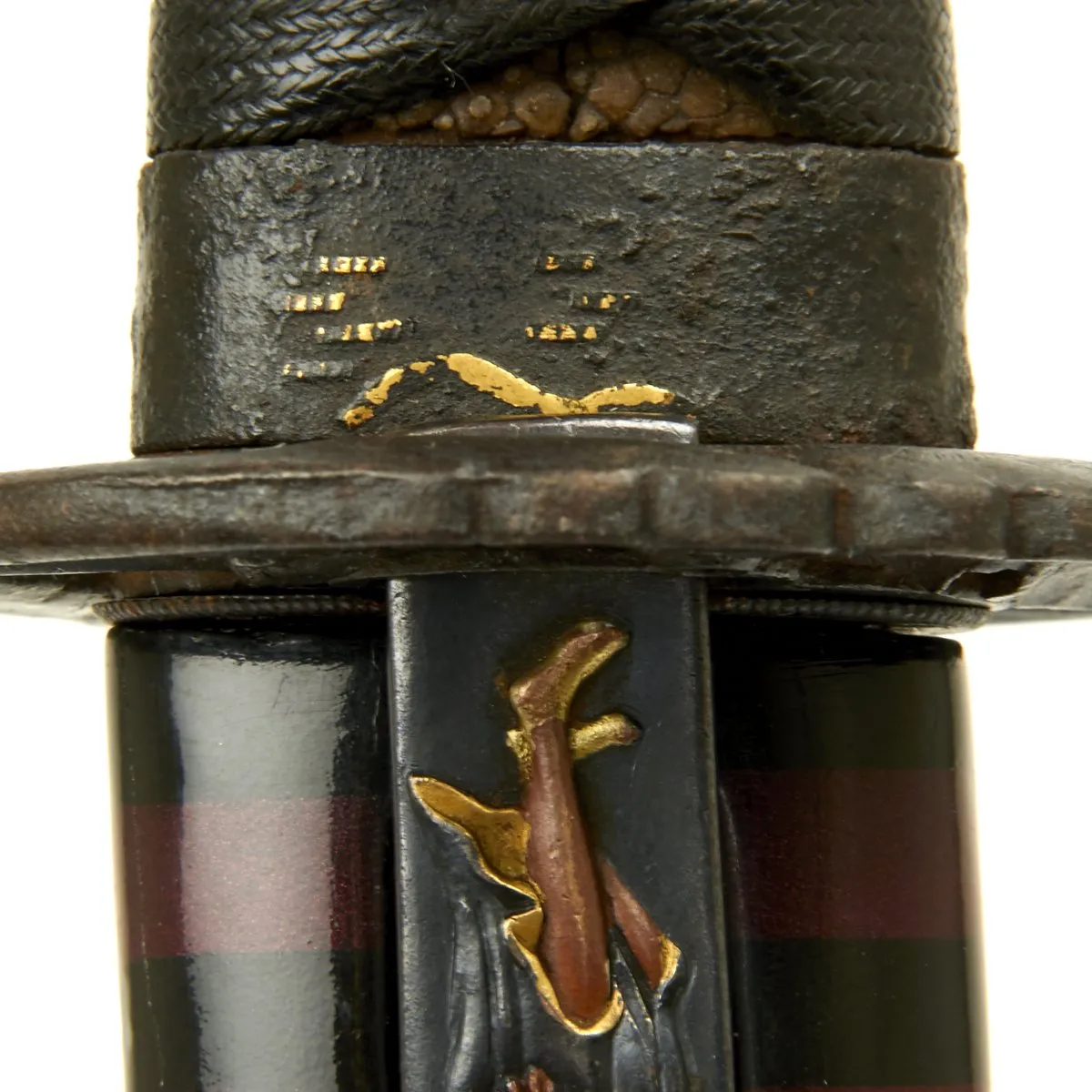 Original Japanese Ancient Wakizashi Sword by TOMOYUKI with Kogatana Knife in Lacquered Scabbard - Signed Blades