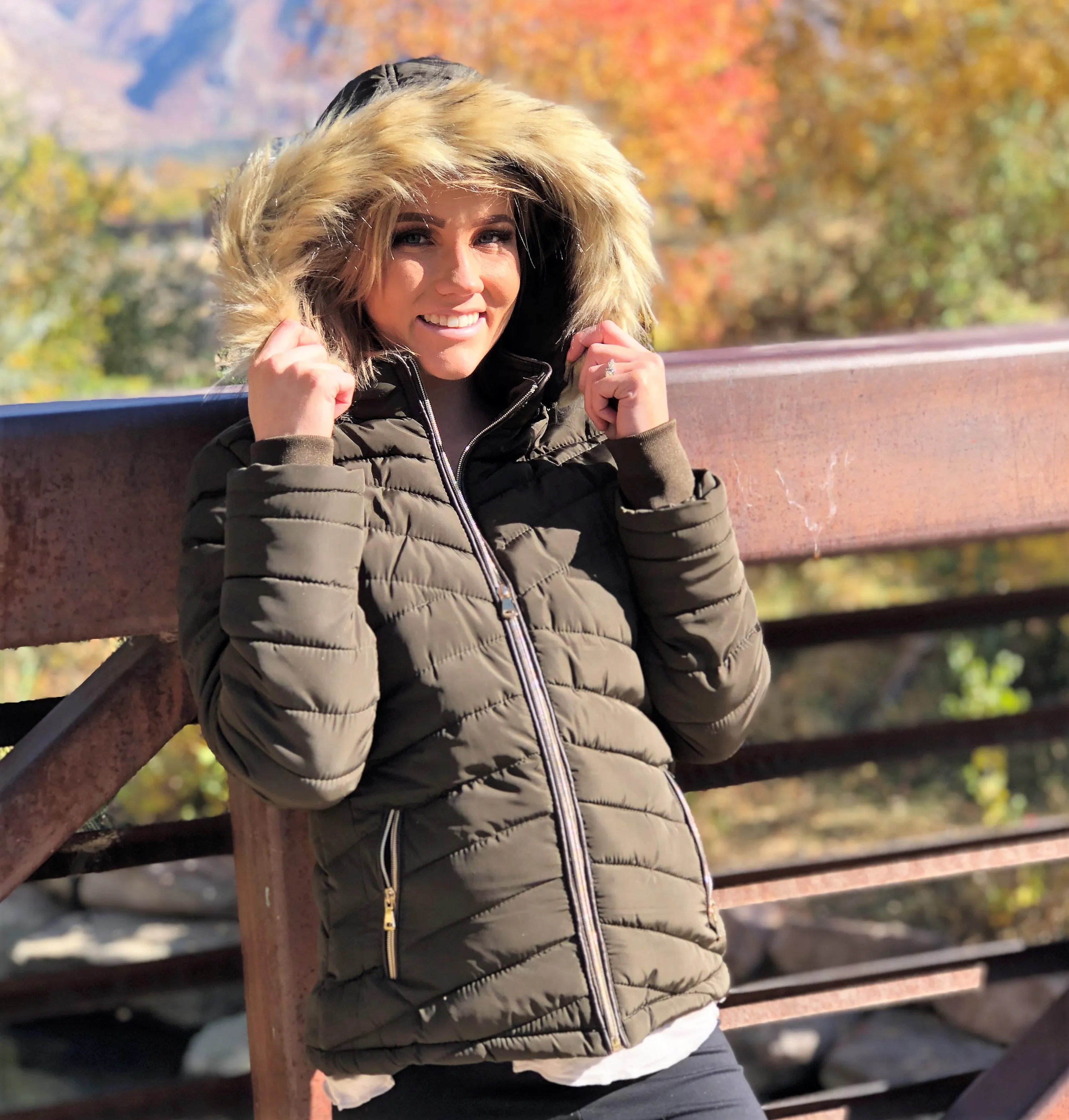 Parka Jacket with Faux Fur Hood